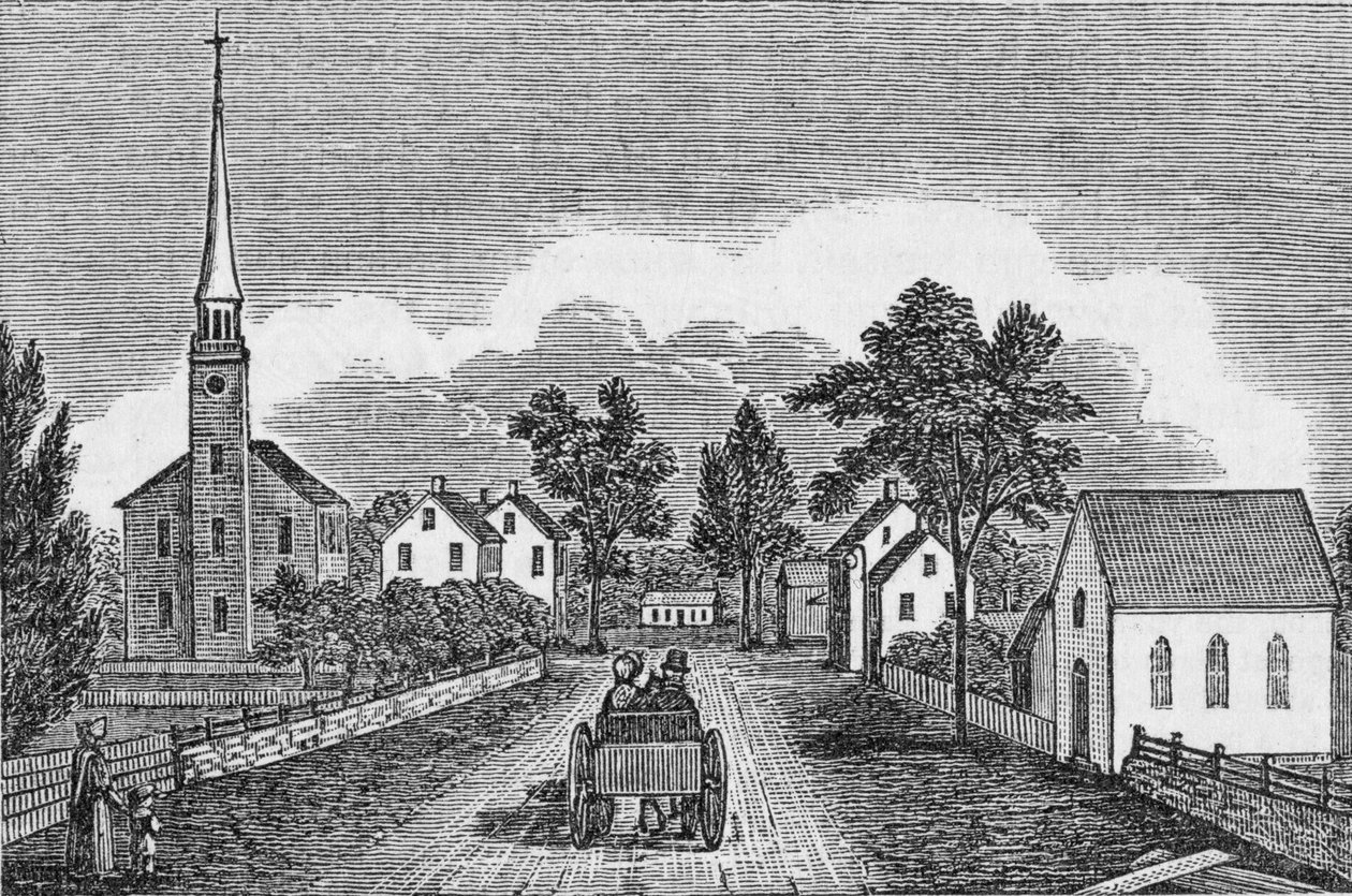 Congregational and Episcopal Churches, East Haven, "Connecticut Historical Collections" -julkaisusta, kirjoittanut John Warner Barber, 1856 tekijältä American School