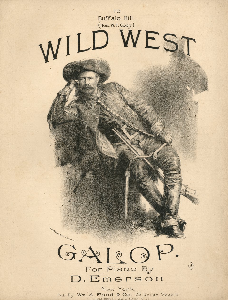 Wild West Galop, 1888, tulostaulun kansi tekijältä American School