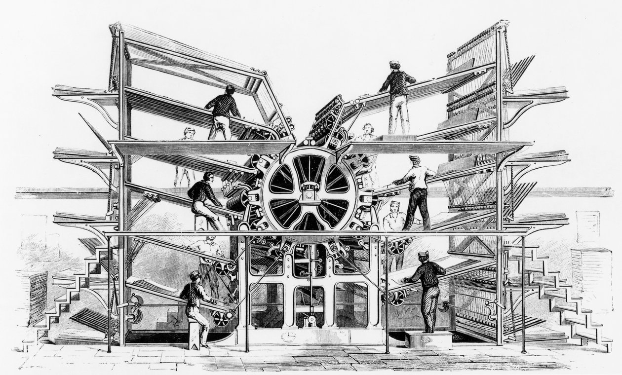 Sylinteripainokoneen keksi Richard March Hoe (1812-86) New York, 1846 tekijältä American School