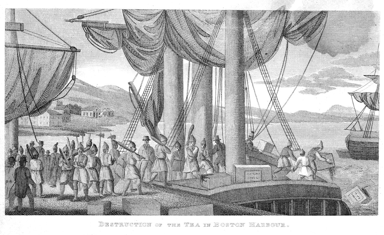Teen tuhoutuminen Bostonin satamassa vuonna 1773 tekijältä American School