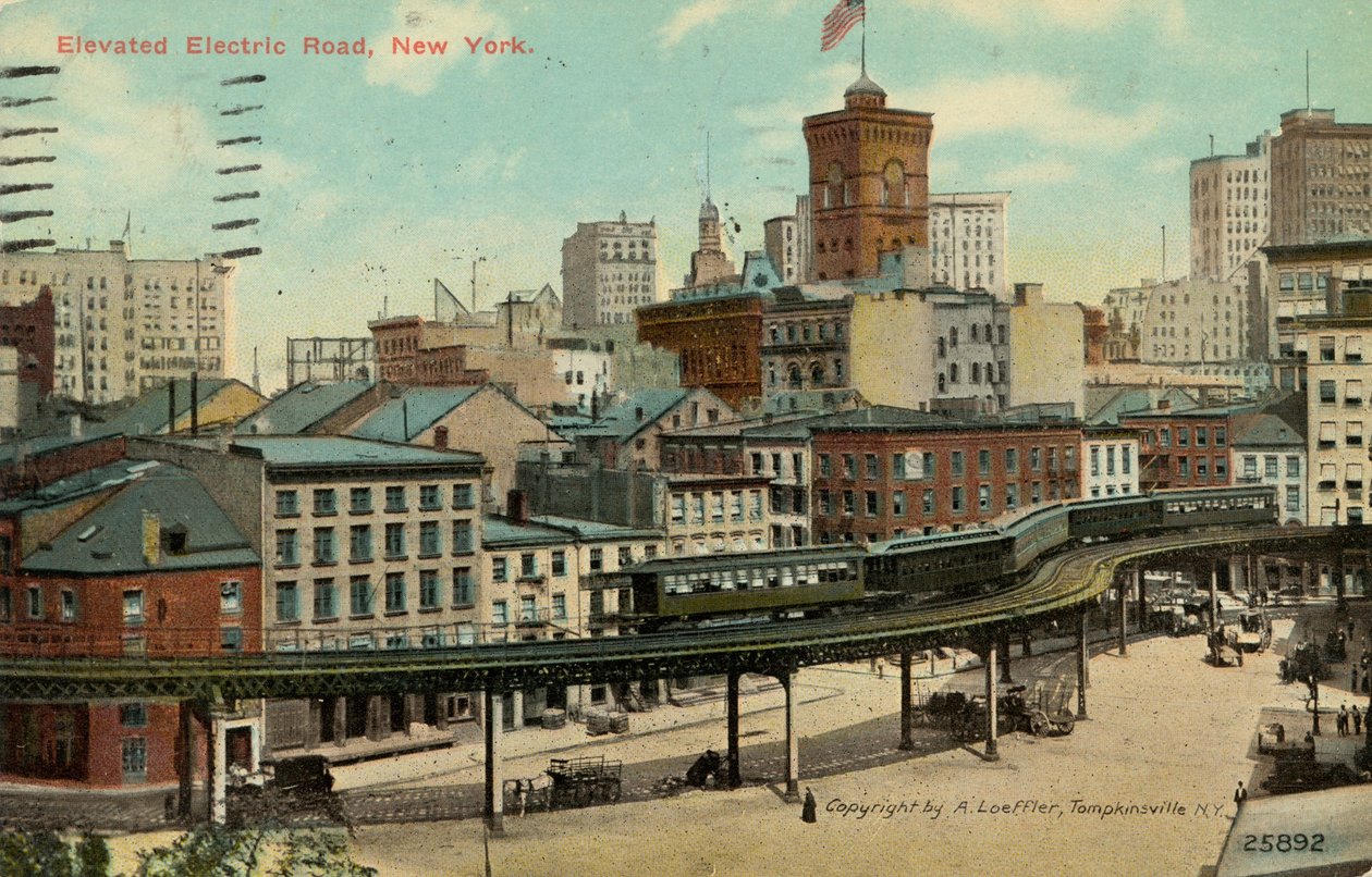 Elevated Electric Road, New York, n. 1900 tekijältä American School