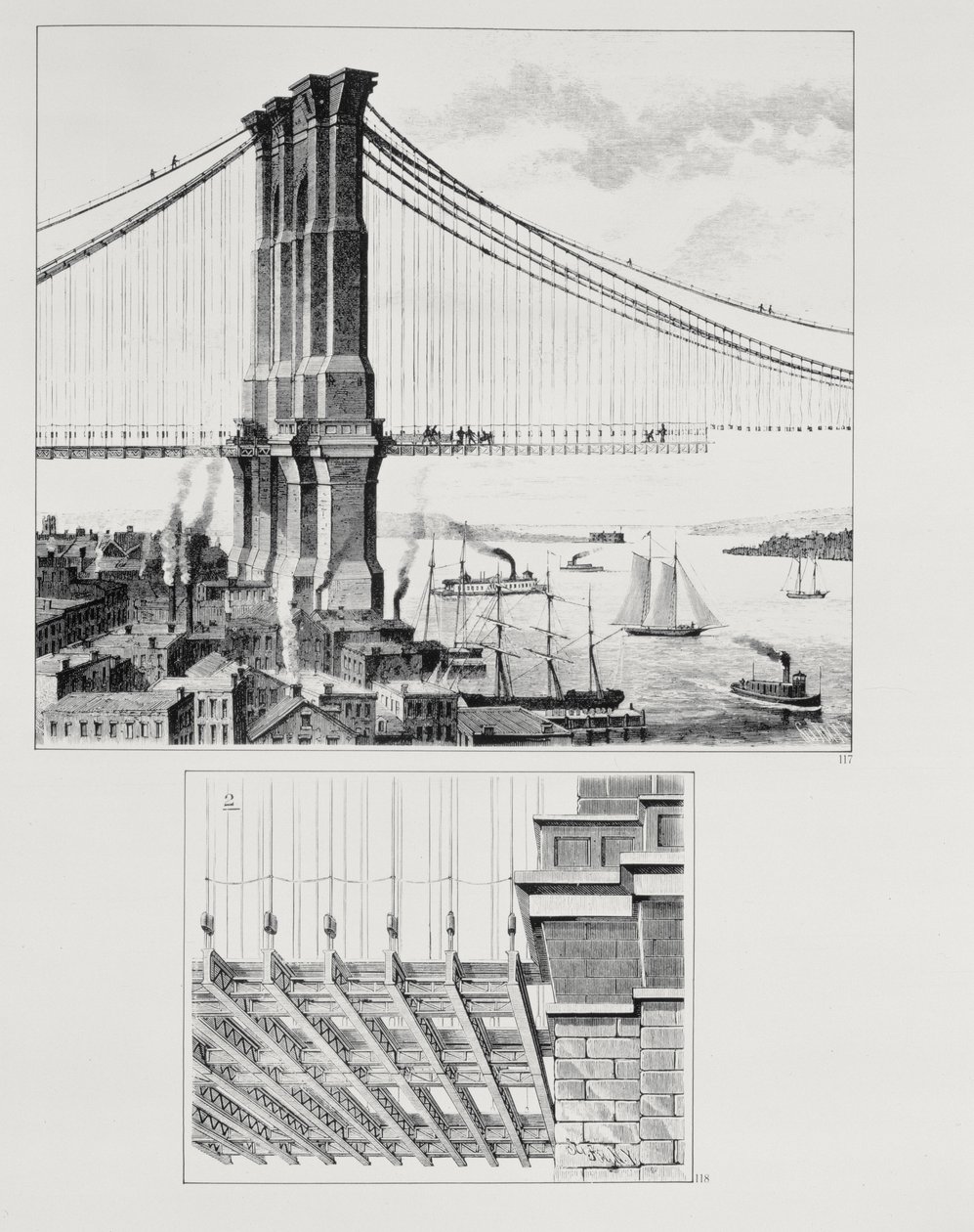 Brooklyn Bridgen tornin kohoaminen New Yorkissa tekijältä American School