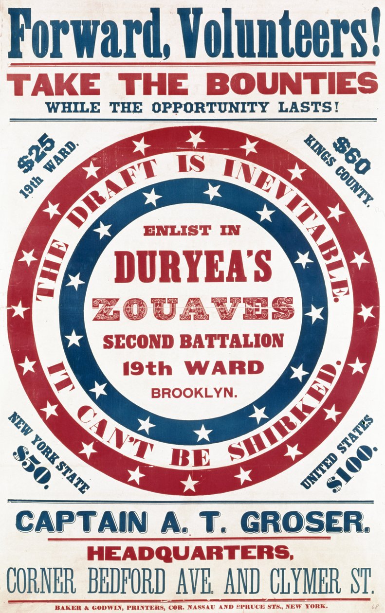 Ilmoittaudu mukaan Duryeas Zouaves, toinen pataljoona, 19th Ward, Brooklyn, n. 1861 tekijältä American School