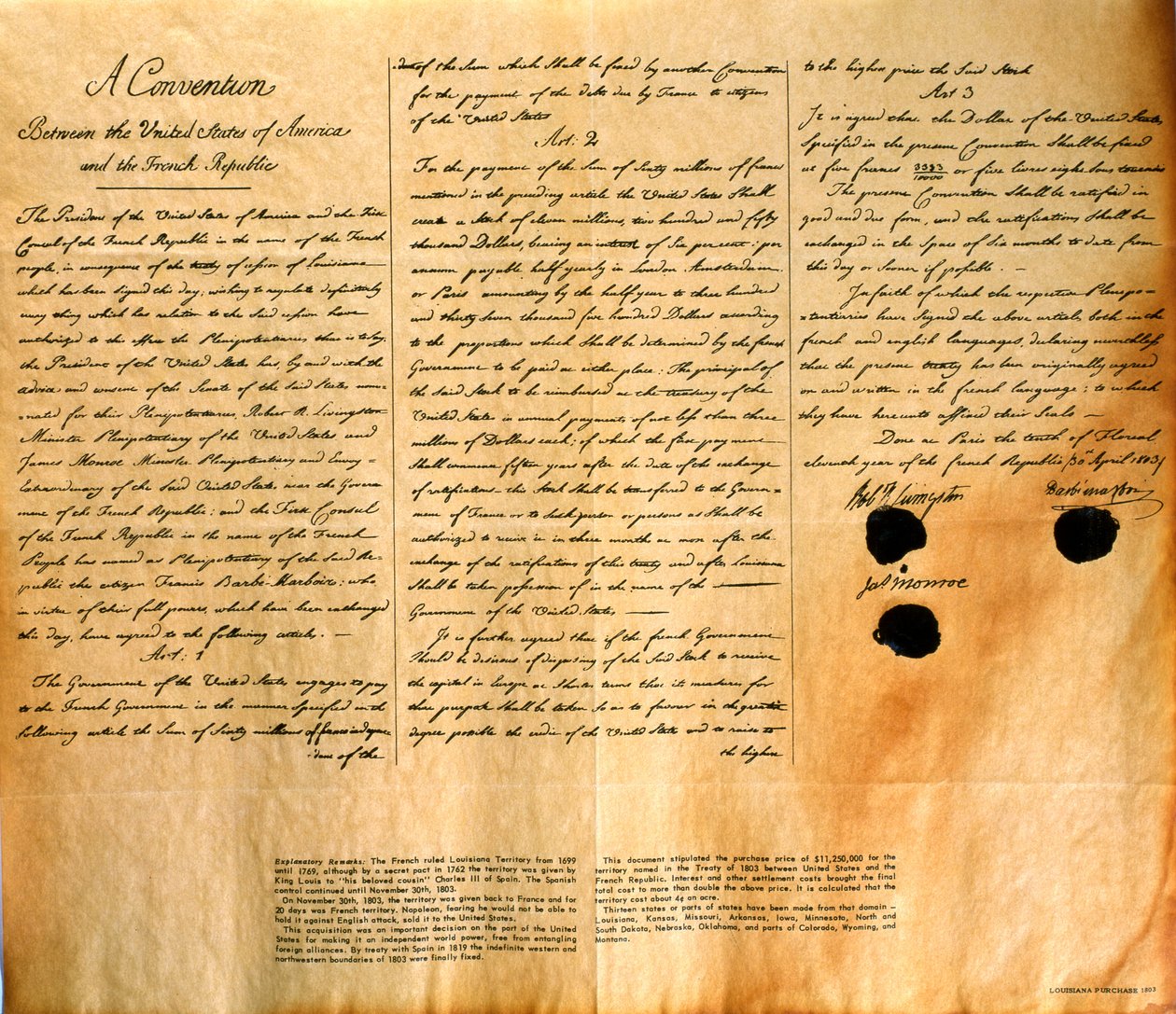 Telekopio Yhdysvaltojen Louisianan ostoa koskevasta sopimuksesta, 30. huhtikuuta 1803 tekijältä American School