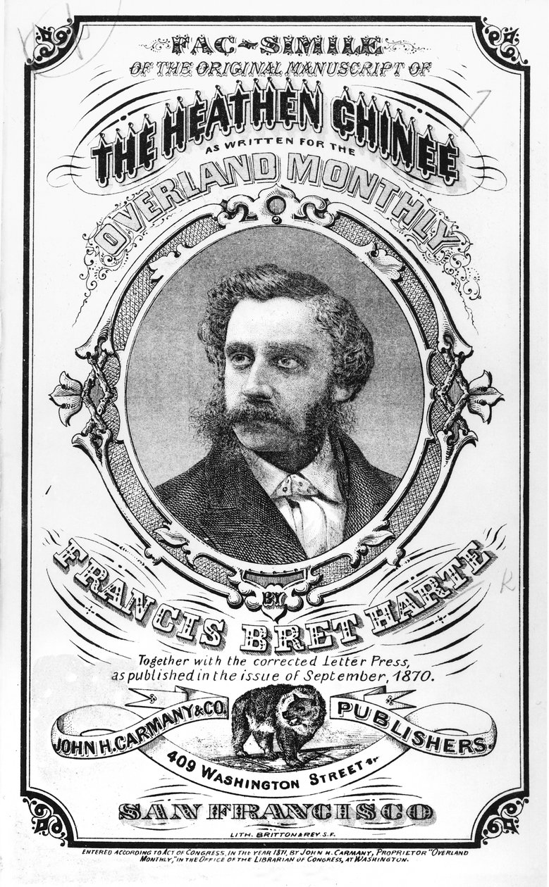 Faksimile Francis Bret Harten (1836-1902) The Heathen Chineen alkuperäisestä käsikirjoituksesta, Overland Monthly, 1871 tekijältä American School