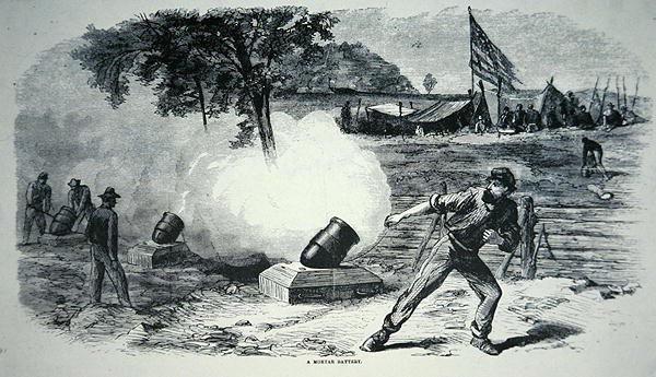 Federal Mortar Battery Yhdysvaltain sisällissodan aikana (1861-65) (litho) tekijältä American School