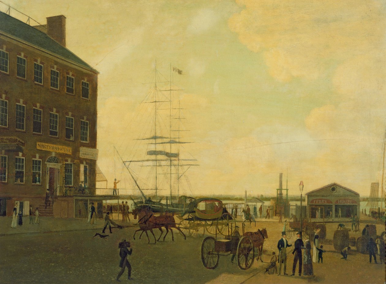Cortlandt Streetin jalka, New York City, n. 1818-49 tekijältä American School