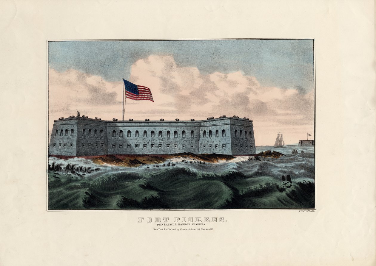 Fort Pickens: Pensacola Harbor, Florida, pubi. kirjoittanut Currier & Ives, n. 1865 tekijältä American School