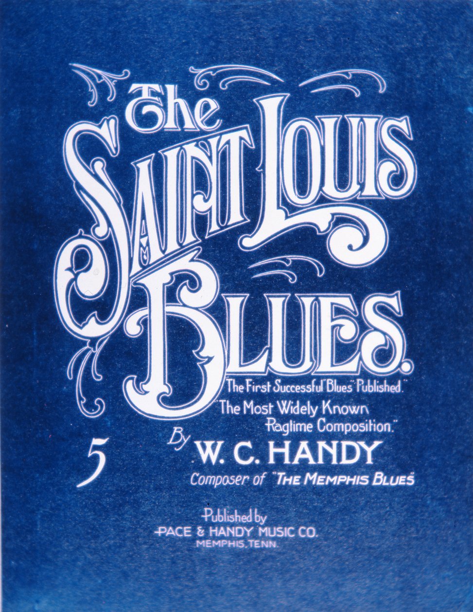 The Saint Louis Bluesin etukansi, W.C. Handy (1873-1958) 1941 (väri litho) tekijältä American School