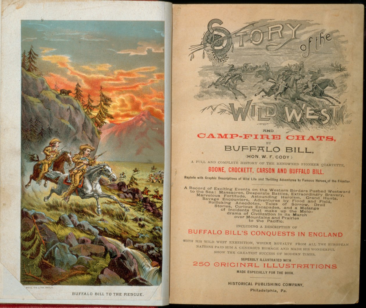 Buffalo Billin (1846-1917) Story of the Wild West ja Camp Fire Chats -elokuva ja otsikkosivu tekijältä American School