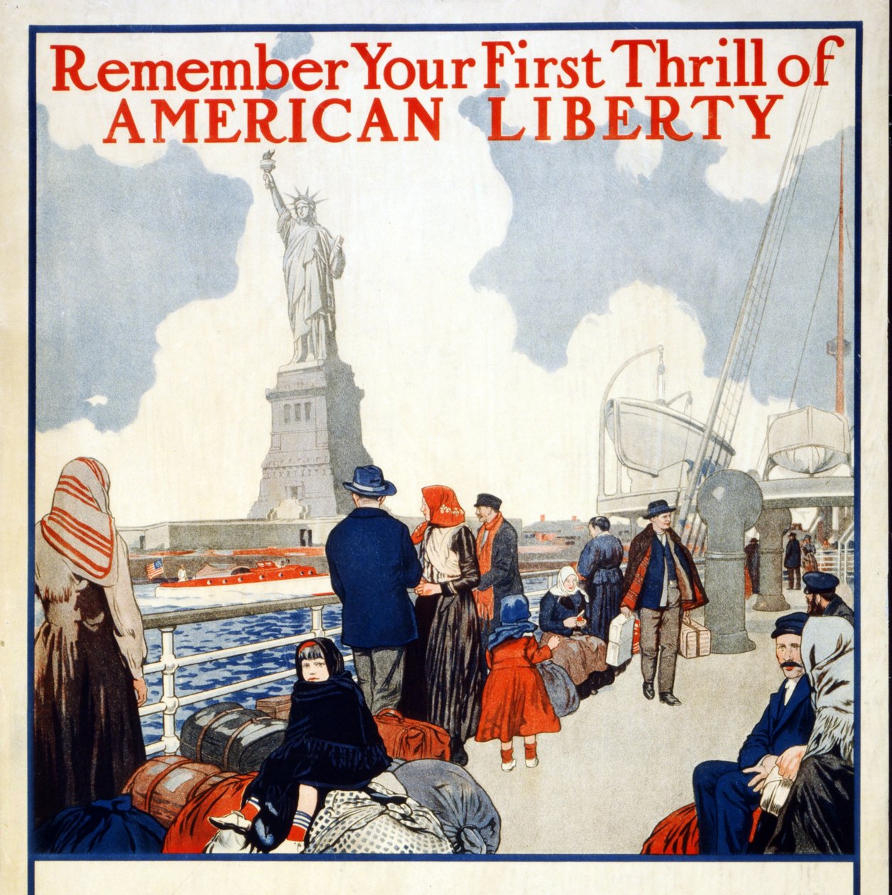 Varainkeruujuliste vuoden 1917 2. vapauslainalle, pub. 1917 (väri litho) tekijältä American School