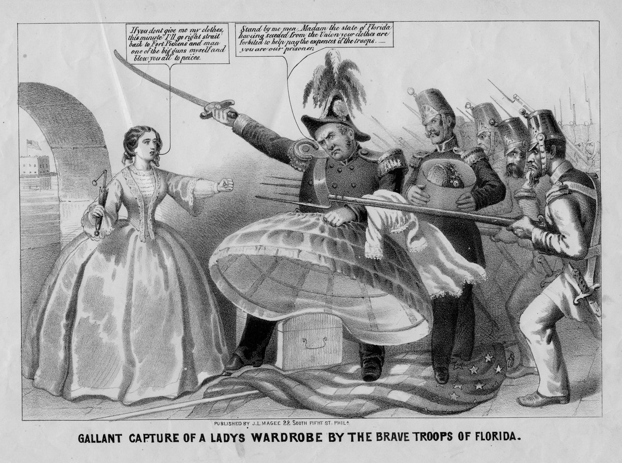 Floridan rohkeiden joukkojen räikeä vangitseminen naisten vaatekaapin julkaisijana J.L. Magee, Philadelphia, n. 1861 tekijältä American School