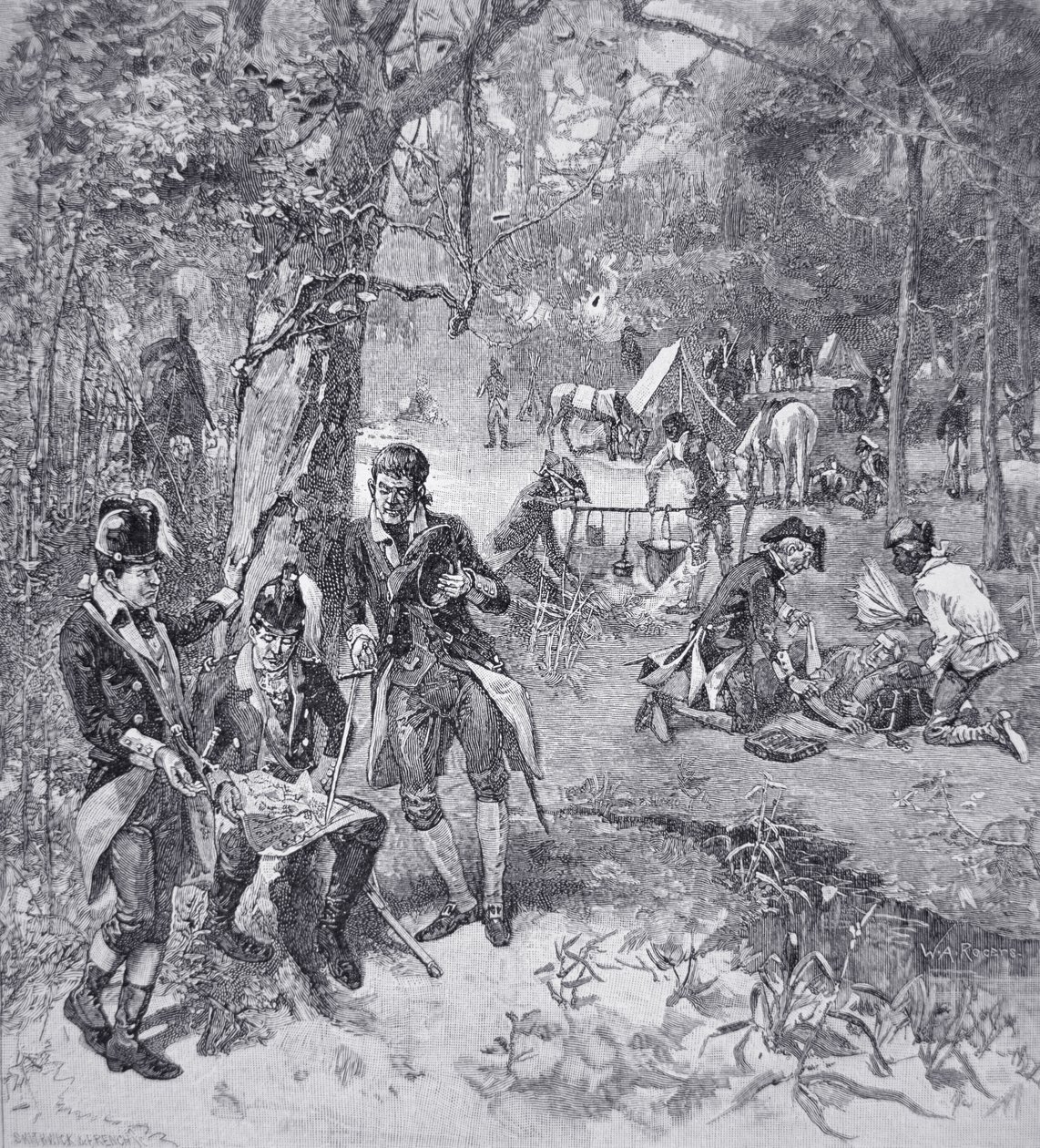Kenraali Francis Marion leirissä (litho) tekijältä American School