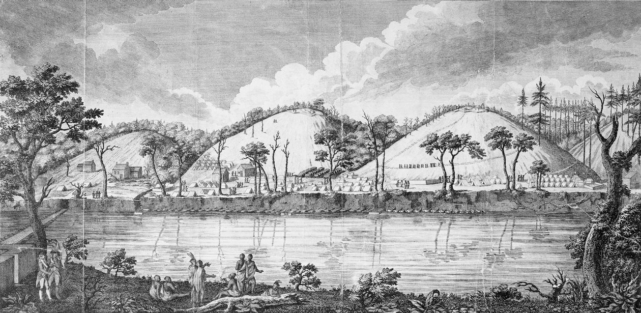 Kenraali John Burgoyne (1723-92) tapaamassa intiaanit tekijältä American School