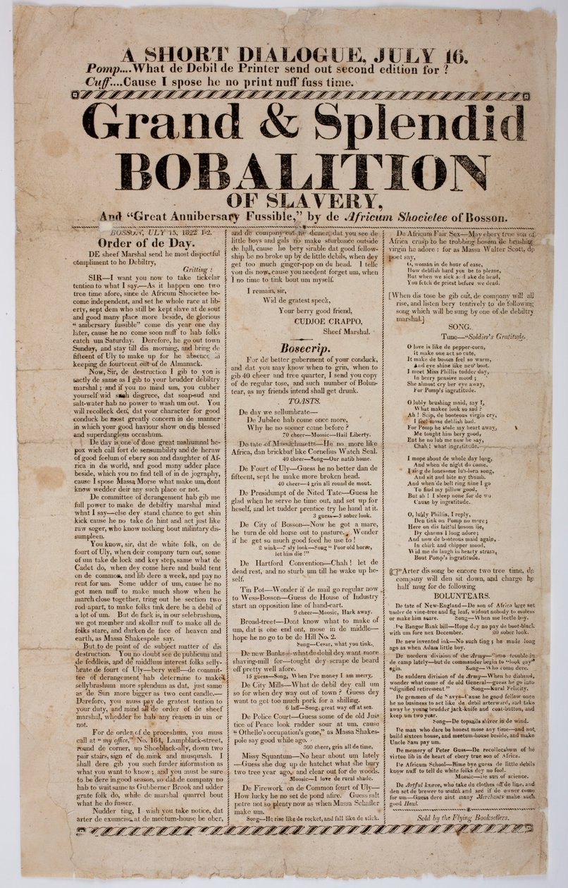 Suuri ja loistava orjuuden bobalition, 1822 tekijältä American School