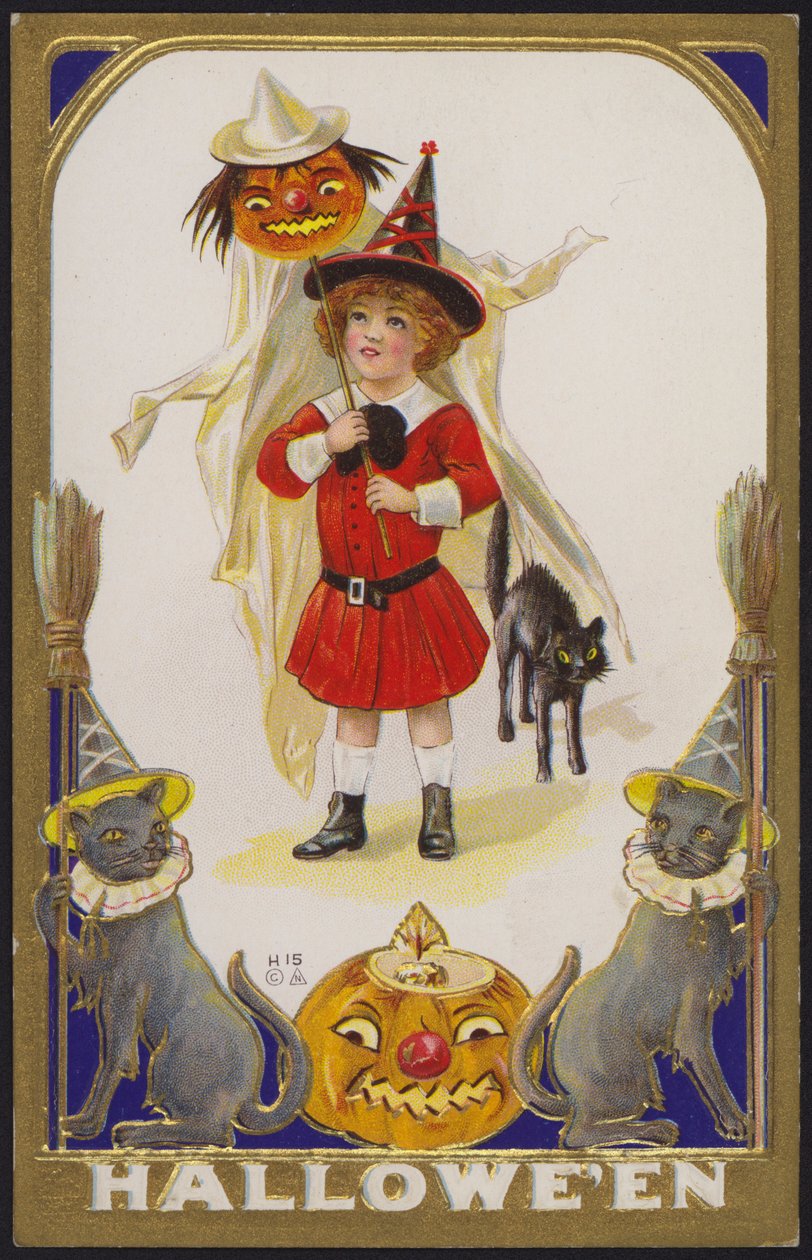 Halloween-kortti (värilitografia) tekijältä American School