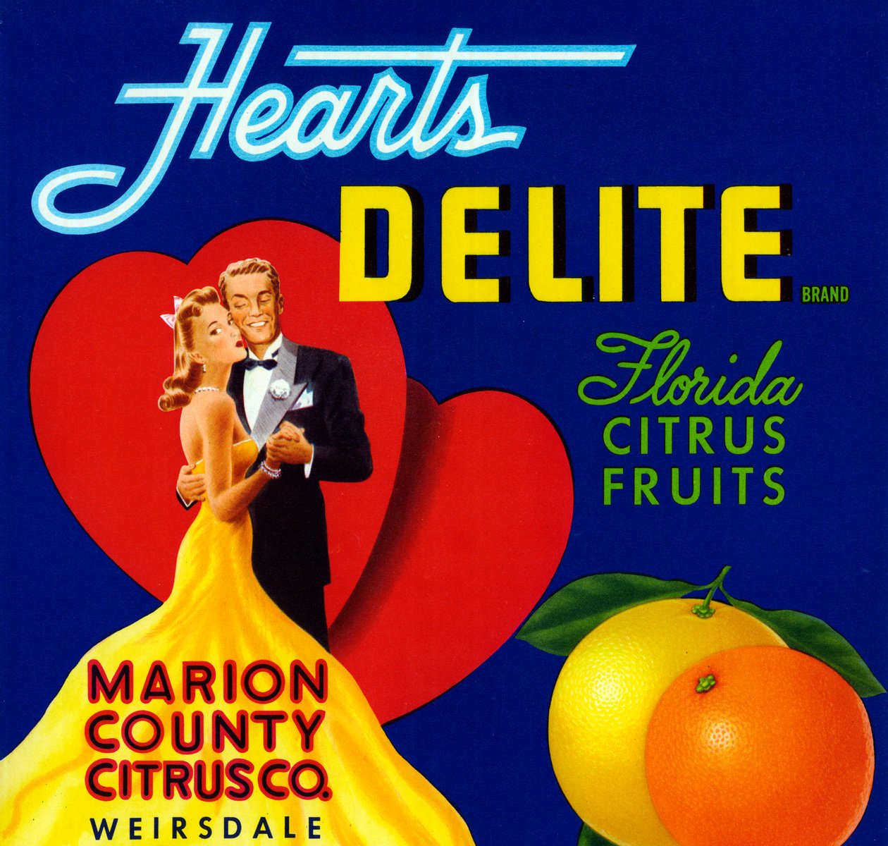 Hearts Delite Fruit Crate Label, n. 1920 (litografia) tekijältä American School