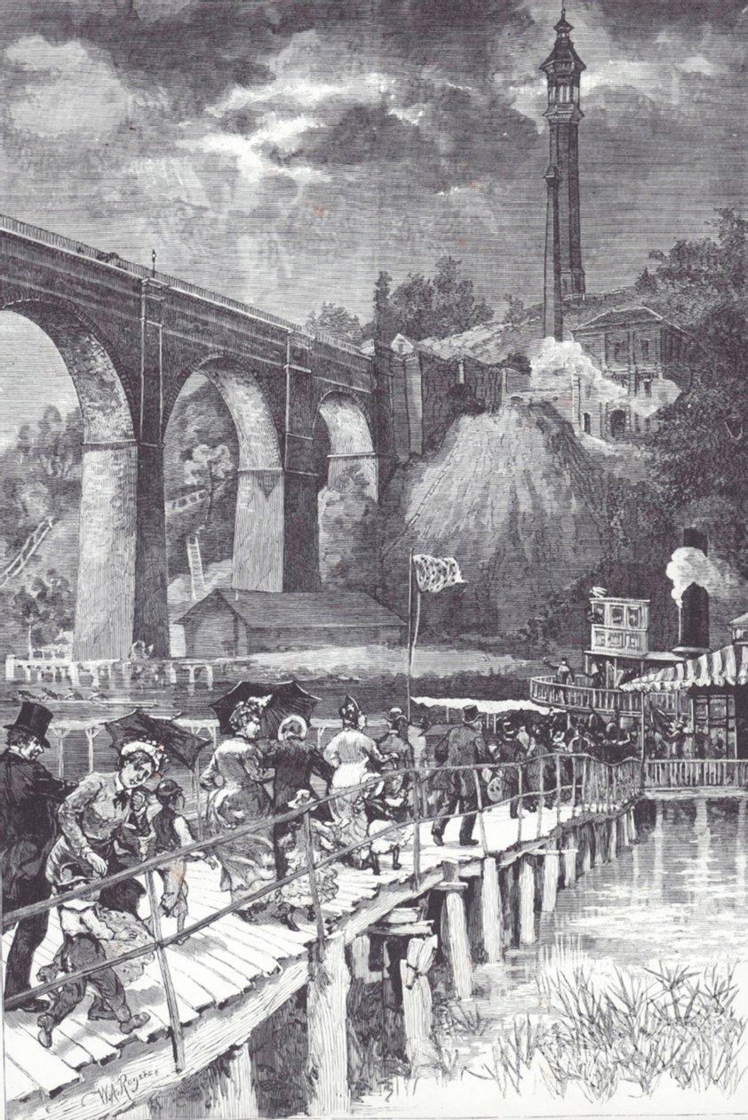 High Bridge Harlem-joen yli, joka kuljettaa makeaa vettä Westchesterin piirikunnasta Central Parkin tekoaltaaseen tekijältä American School