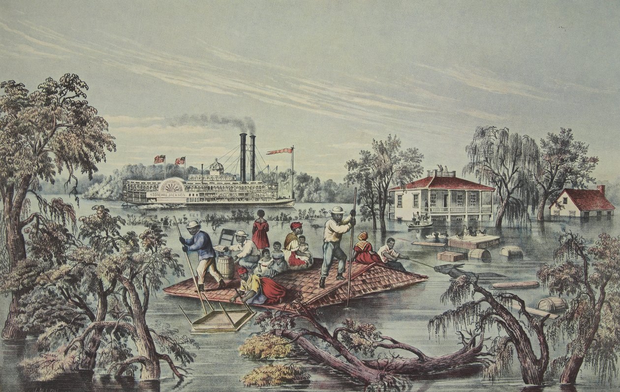 High Water In The Mississippi, pubi. 1868, Currier & Ives tekijältä American School