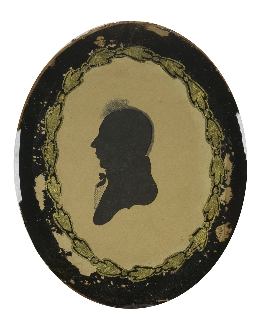 Ontto miehen siluetti, n. 1800-1805 (kudottu paperi mustalla musteella) tekijältä American School