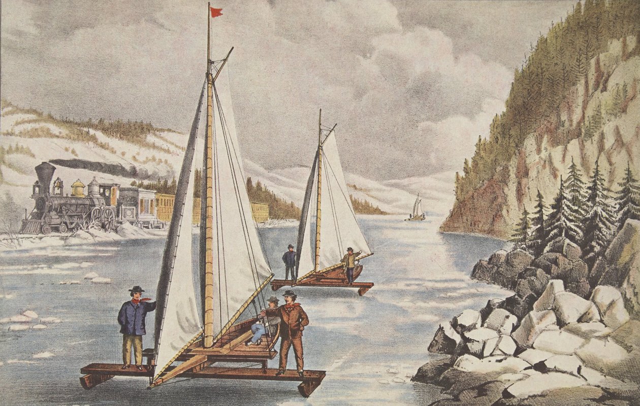 Ice-Boat Race on Hudson, pubi. C. 1855, Currier & Ives tekijältä American School