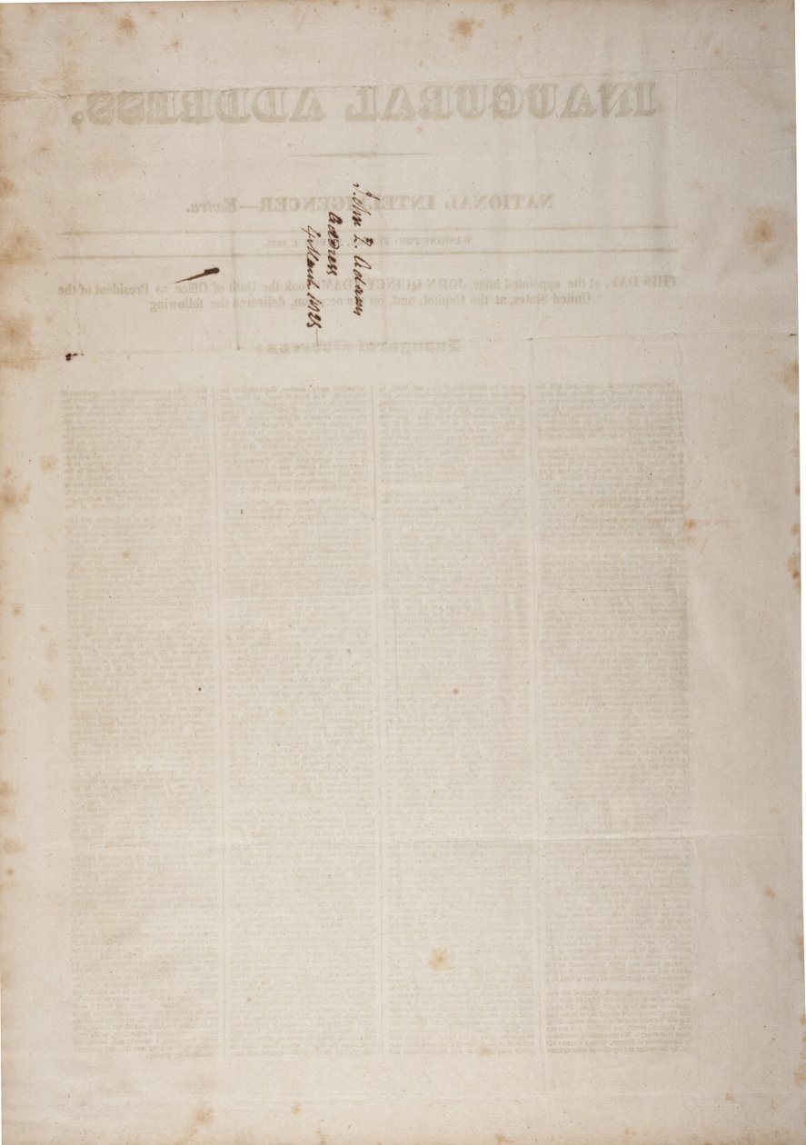 John Quincy Adamsin avajaispuhe 4. maaliskuuta 1825 (katso myös GLC 696059) tekijältä American School