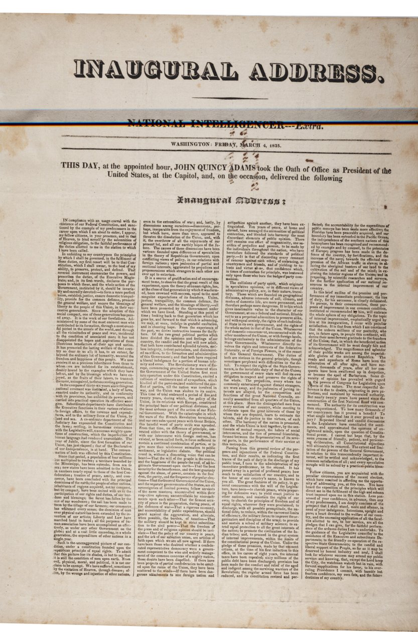 John Quincy Adamsin avajaispuhe 4. maaliskuuta 1825 (katso myös GLC 696060) tekijältä American School