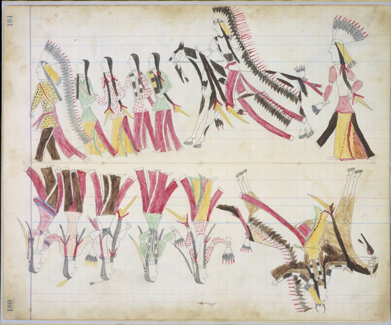 Intialainen tanssi, kuvitus Black Horse Ledgeristä, 1877-79 (kynä ja värikynä paperilla) tekijältä American School
