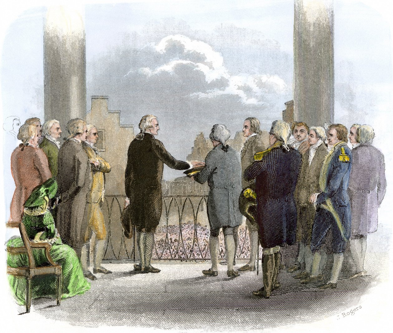 George Washingtonin virkaanastujaiset (1732-1799) (värikaiverrus) tekijältä American School