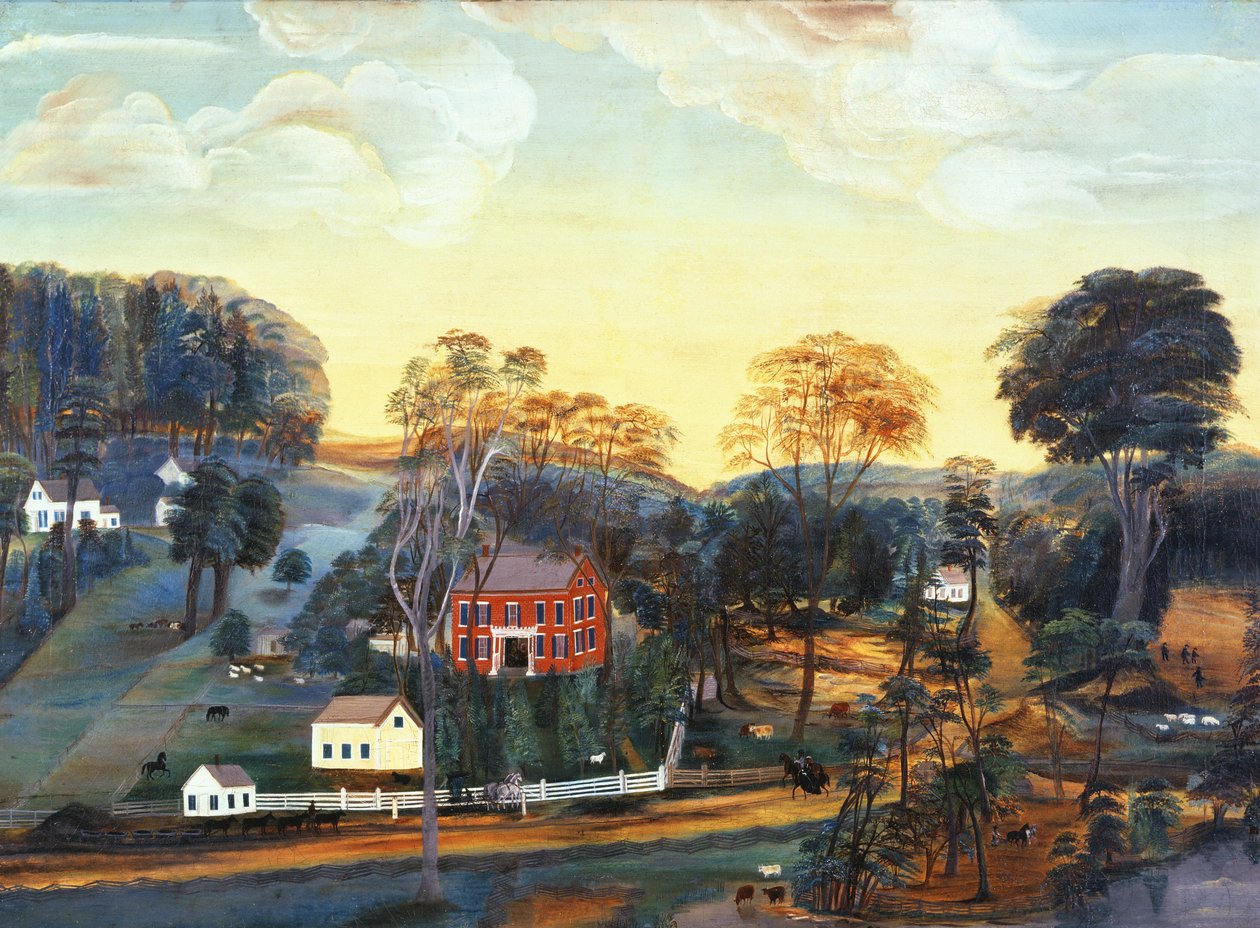 Isaac Powersin maatila ja kaivos, noin 1800 (öljy kankaalle). tekijältä American School