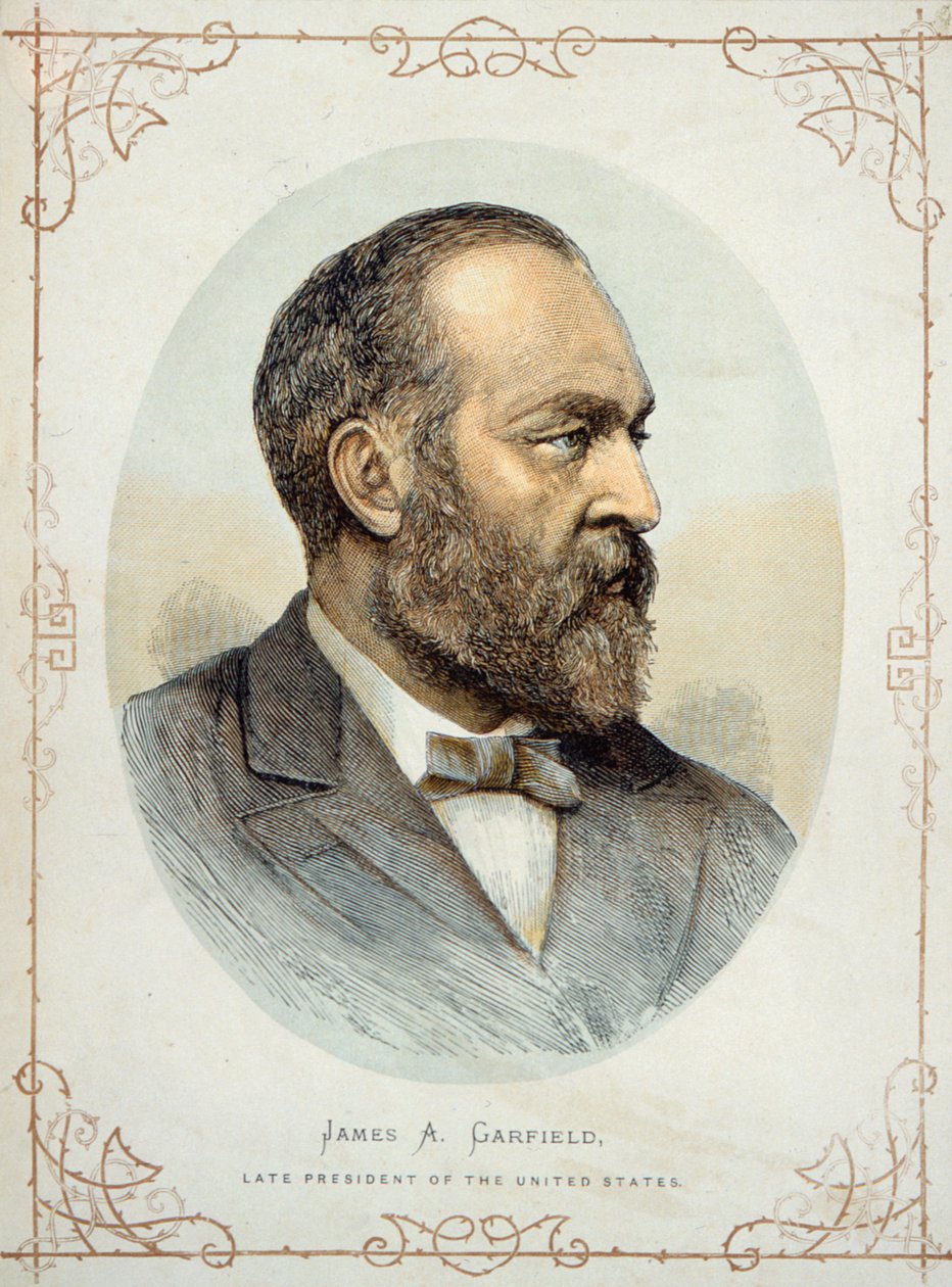 James A. Garfield (1831-81), més tard president dels Estats Units (litografia en color) finlandès tekijältä American School