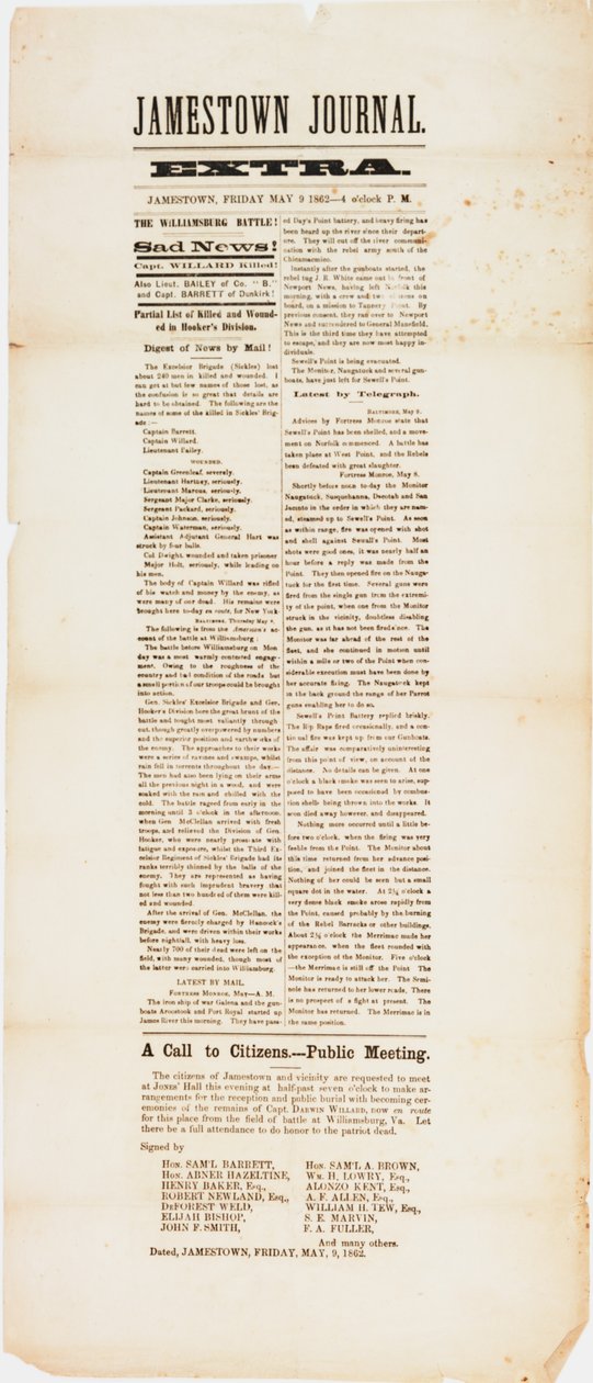 Jamestown-lehden extra, 9. toukokuuta 1862 tekijältä American School