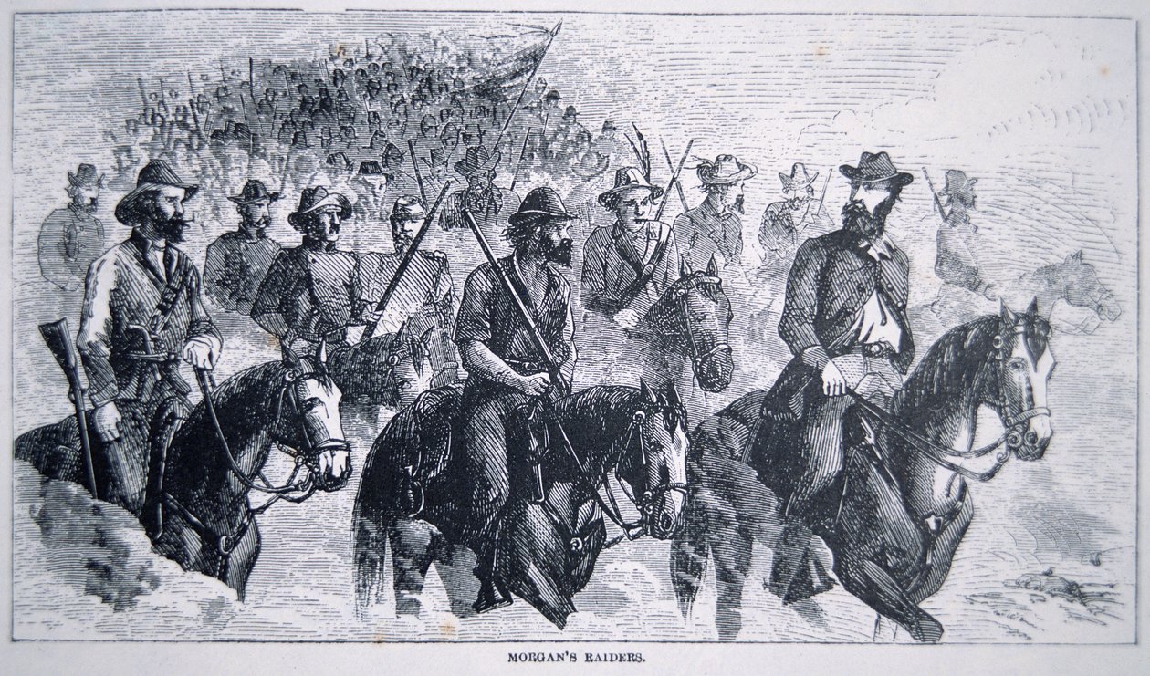 John Hunt Morganin (1825-64) Raiders (litho) tekijältä American School