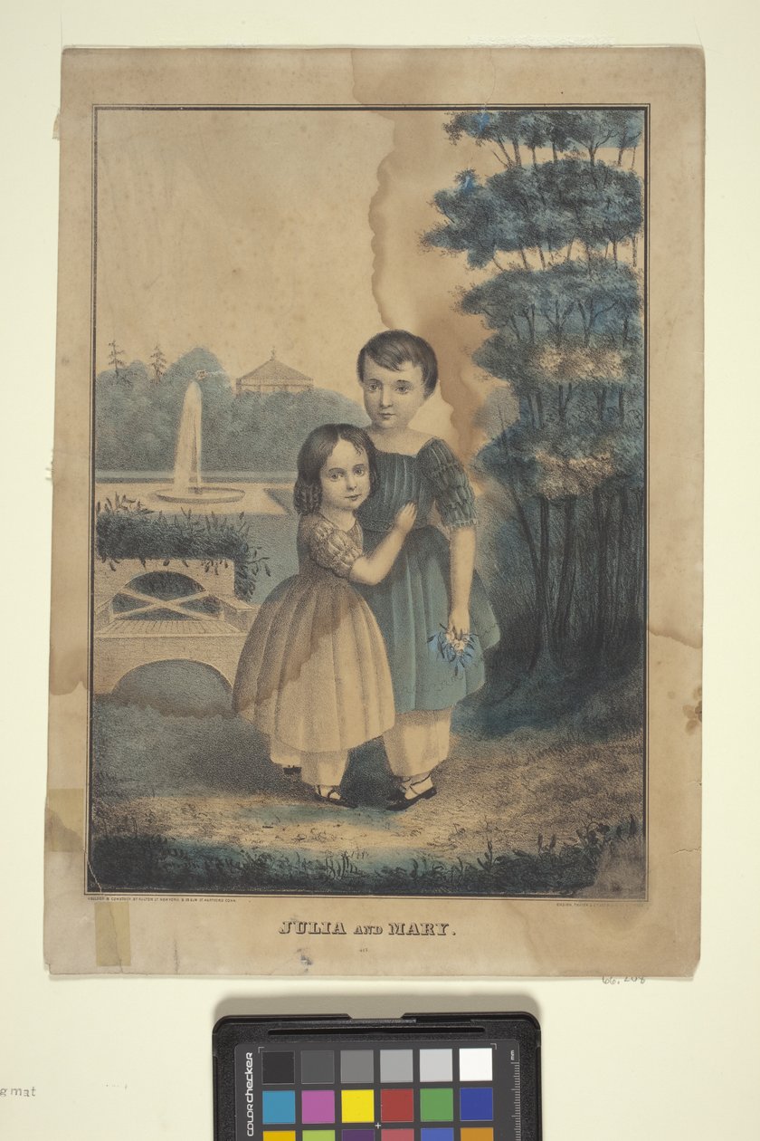 Julia ja Mary (käsinvärinen litografia) tekijältä American School