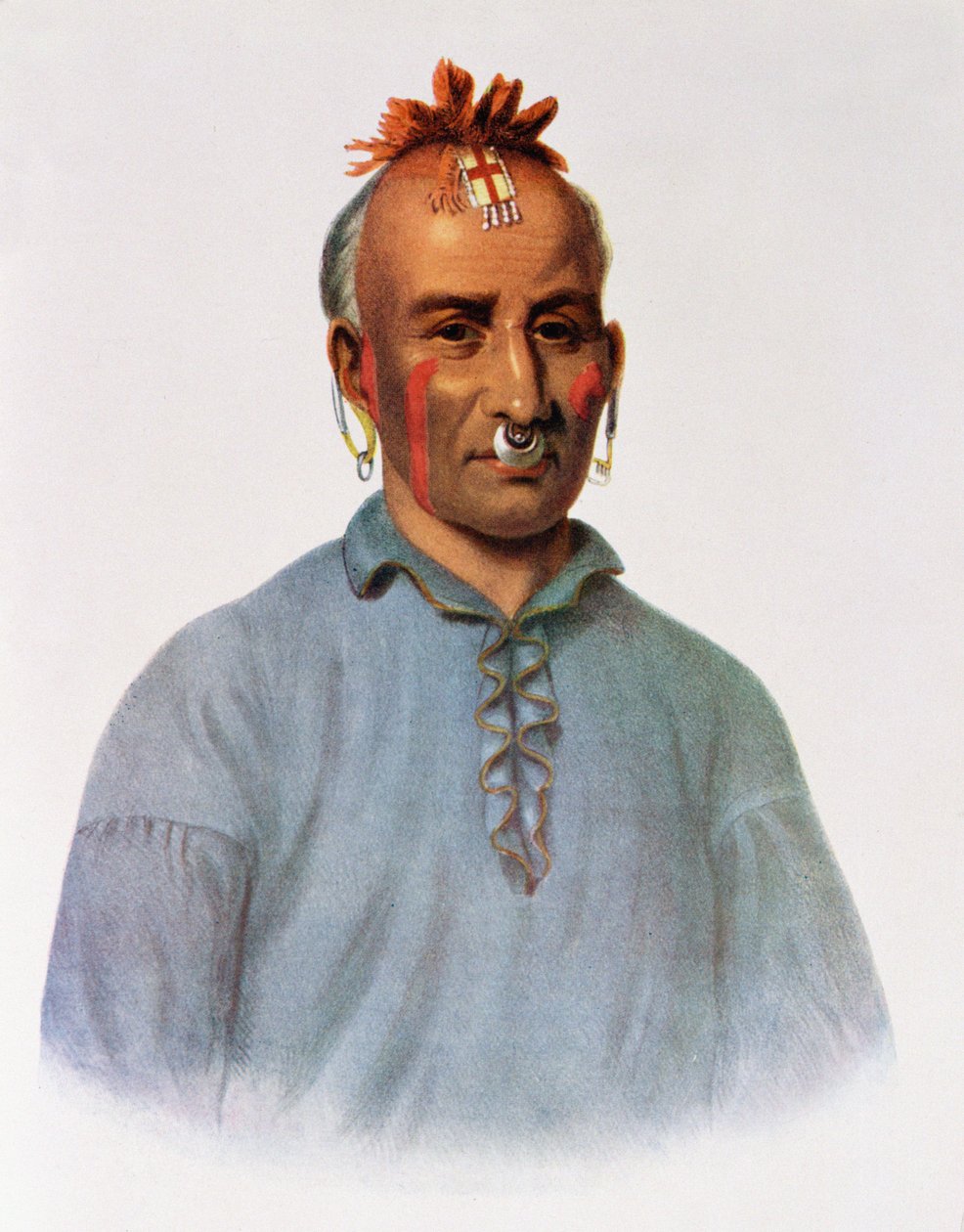 Kish-Kal-Wa, Shawnee Chief, kuvitus teoksesta "The Indian Tribes of North America, Vol.1", Thomas L. McKenney ja James Hall, pub. kirjoittanut John Grant tekijältä American School