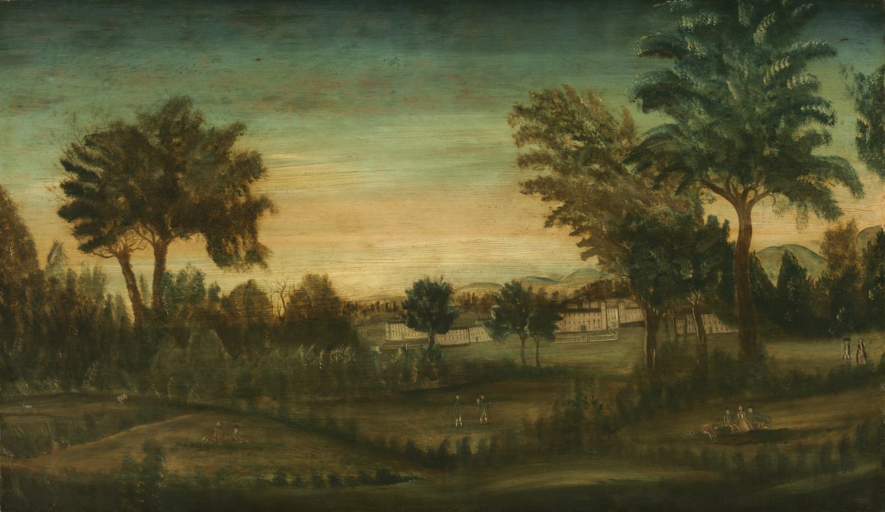 Maisema rakennuksilla, 1700-luvun loppu tekijältä American School