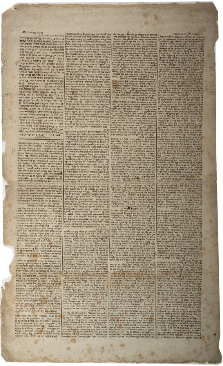 Sanan- ja lehdistönvapaus, tammikuu 1799 tekijältä American School
