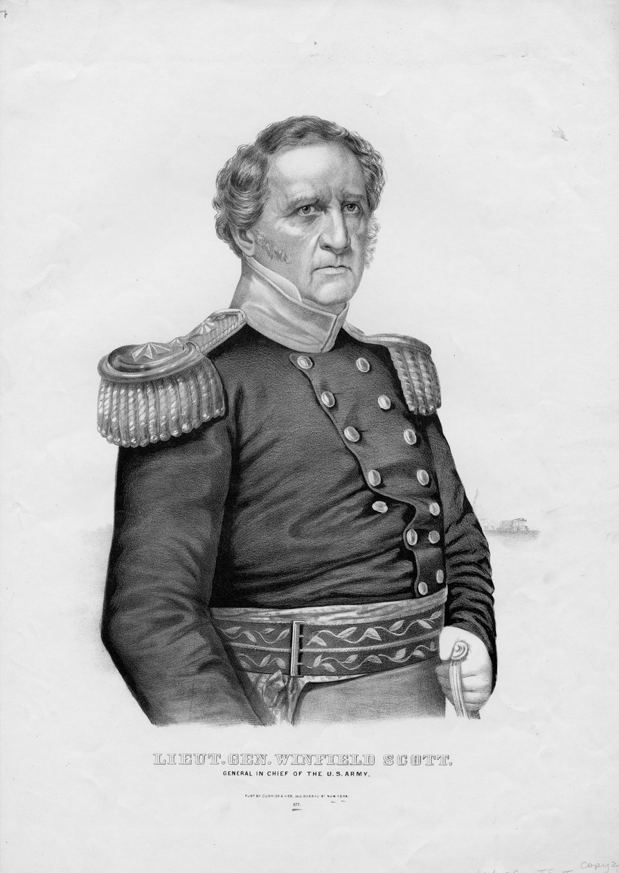 Liut. Kenraali Winfield Scott, Yhdysvaltain armeijan kenraali, pub. kirjoittanut Currier & Ives, n. 1860 tekijältä American School