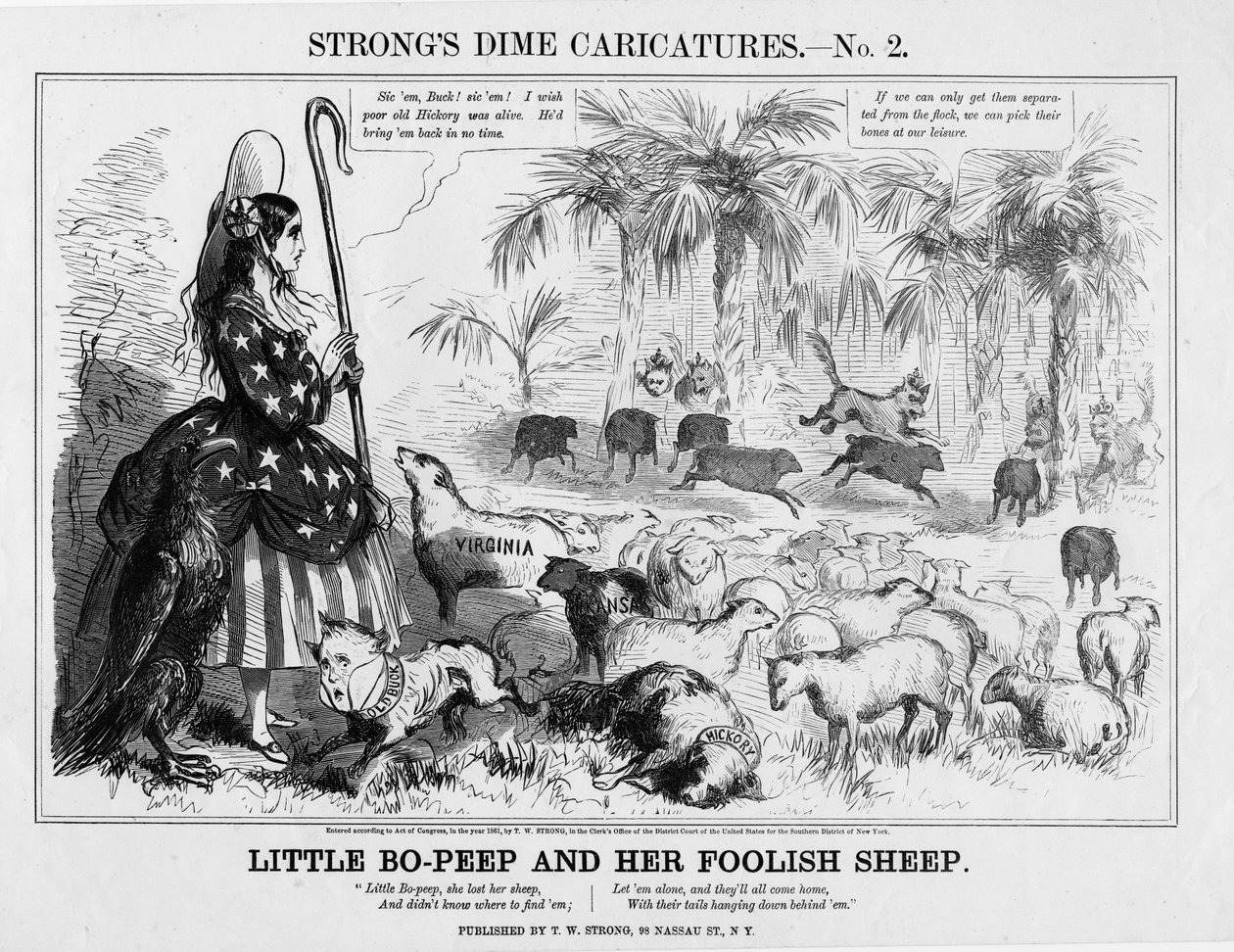 Pikku Bo-Peep ja hänen typerät lampaansa, julkaisija T W Strong, New York, 1861 tekijältä American School