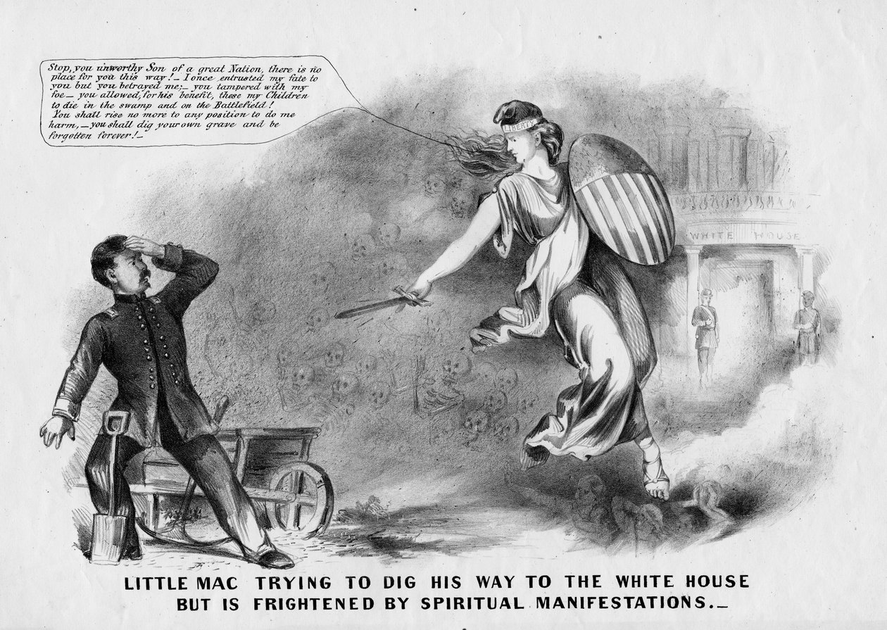 Pikku Mac yrittää kaivaa tiensä Valkoiseen taloon, mutta on peloissaan henkisistä ilmentymistä, 1864 tekijältä American School