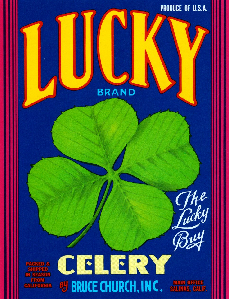 Lucky Brand Selery Fruit Crate Label, n. 1920 (litografia) tekijältä American School