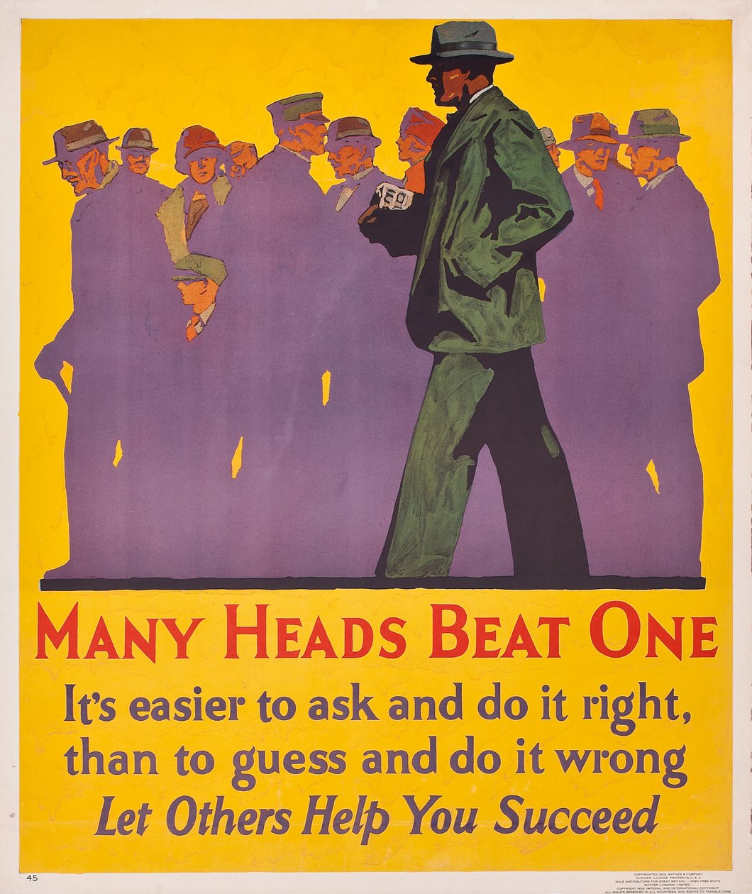 Monet Heads Beat One; vuoden 1929 työnteon kannustinjuliste tekijältä American School