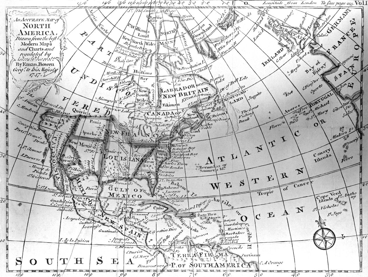 Pohjois-Amerikan kartta, 1747 tekijältä American School