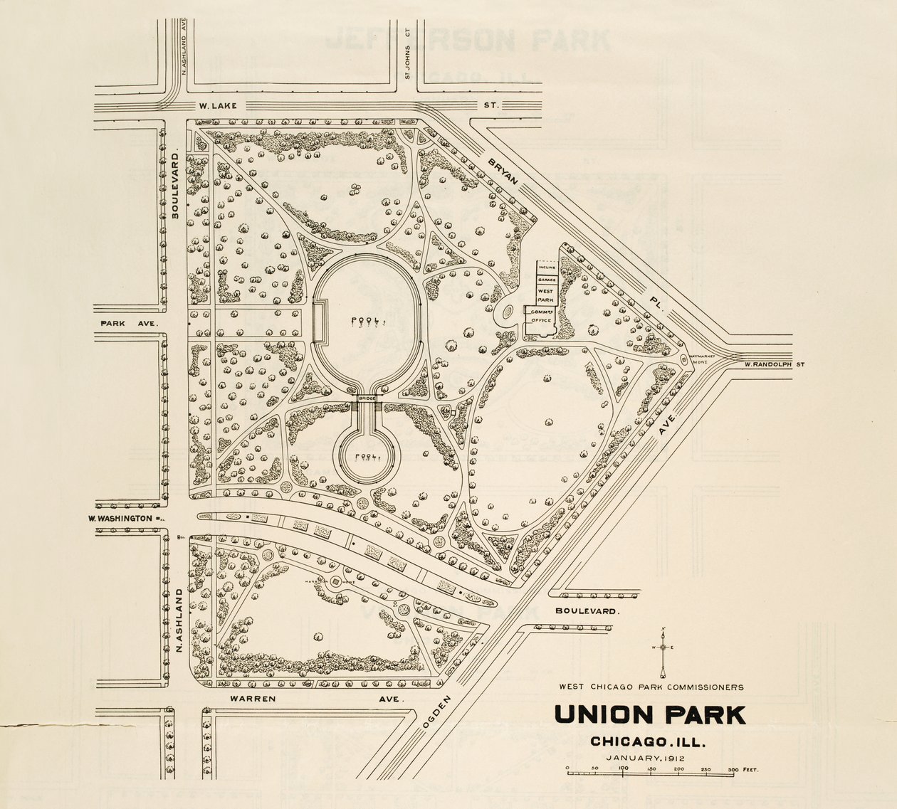 Kartta Union Parkista, Chicagosta, Illinoisista tekijältä American School