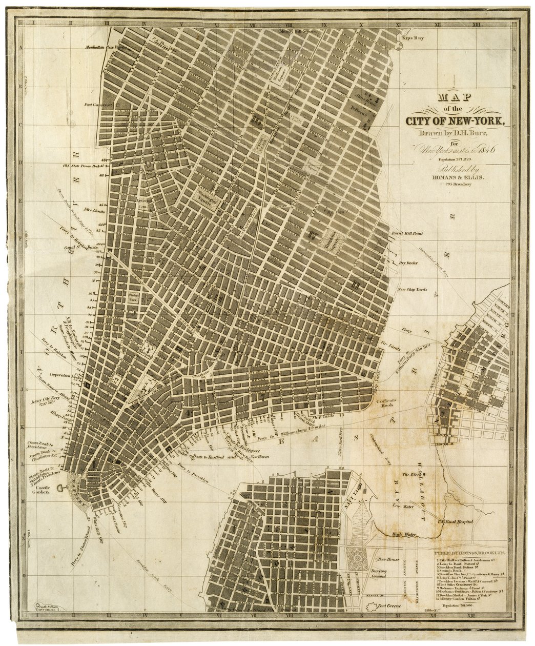 New Yorkin kaupungin kartta [Manhattanilla pohjoiseen 36th Streetiin asti] tekijältä American School