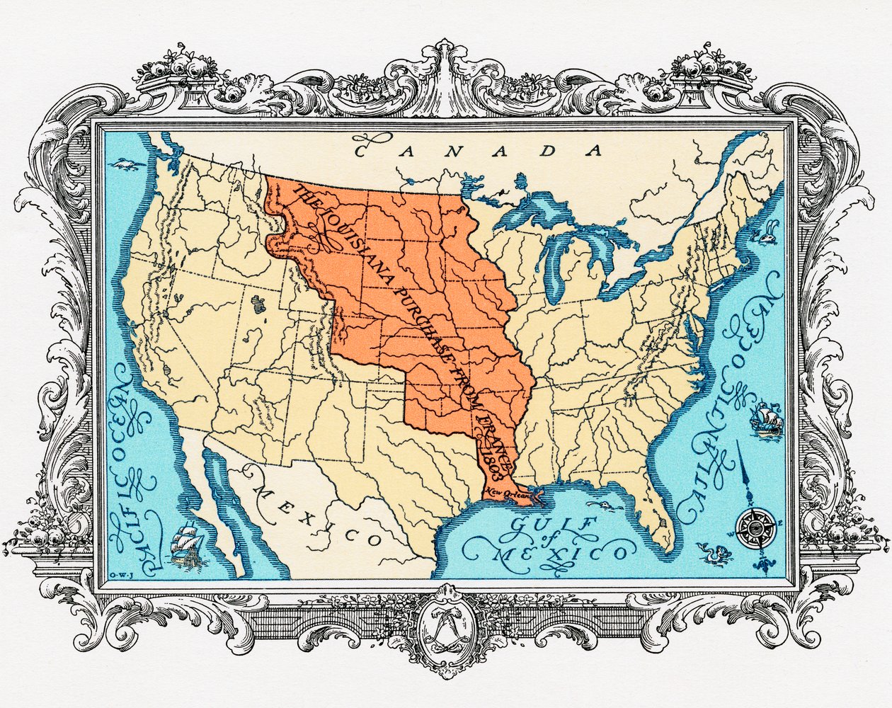 Kartta Louisianan ostosta tekijältä American School