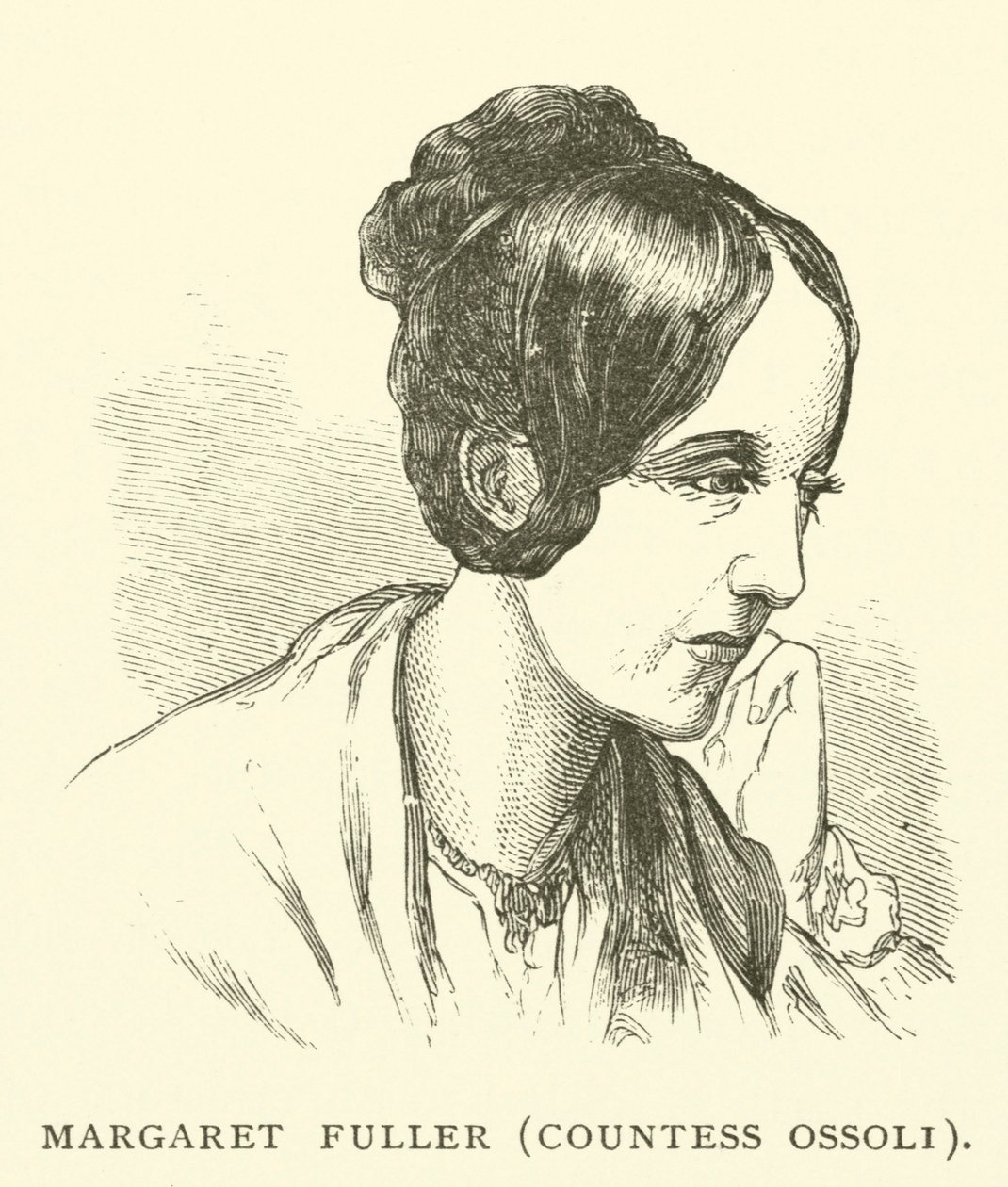 Margaret Fuller, kreivitär Ossoli, yhdysvaltalainen toimittaja ja naisten oikeuksien puolestapuhuja (kaiverrus). tekijältä American School