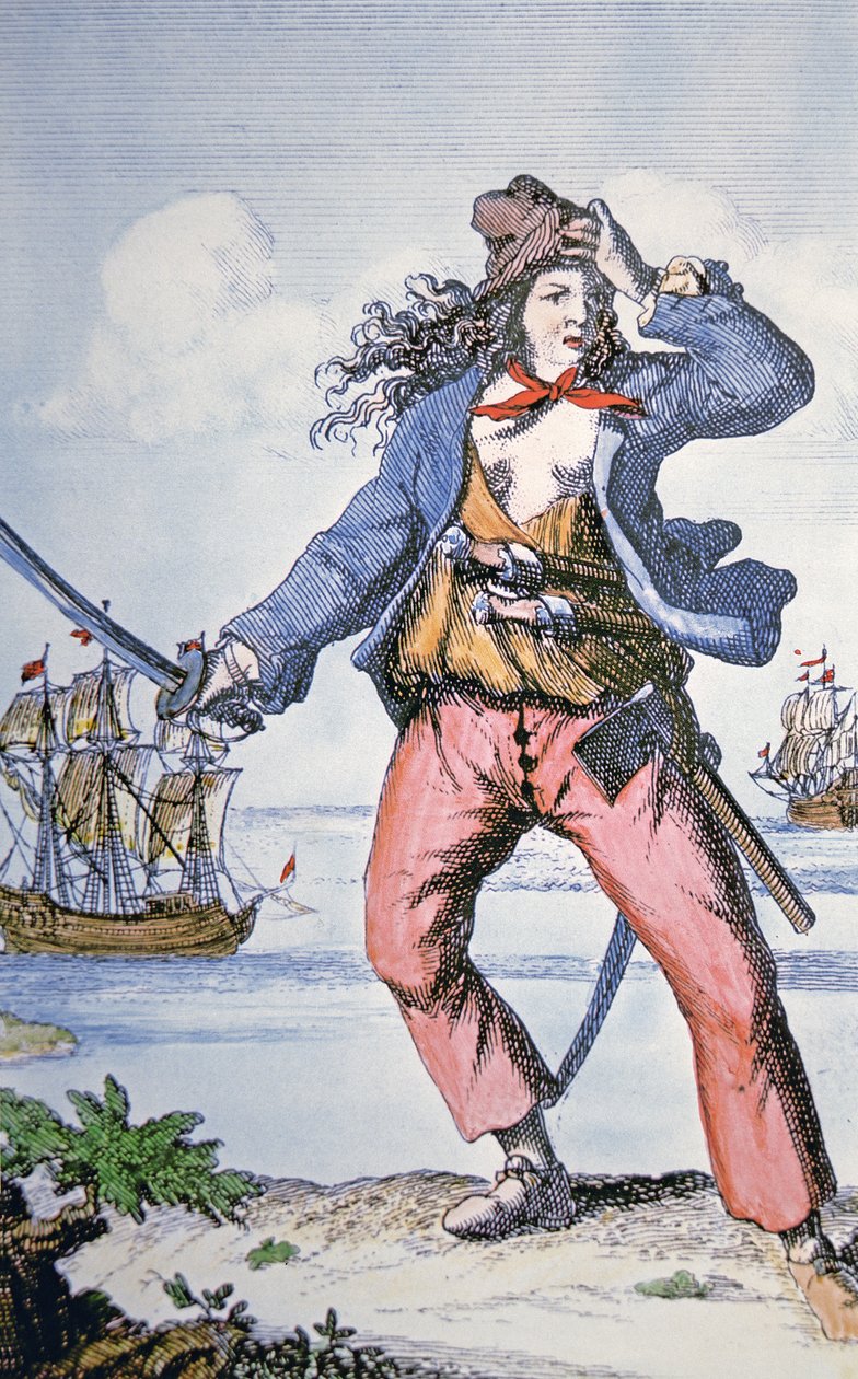 Mary Read, naispuolinen merirosvo (värillinen kaiverrus) tekijältä American School