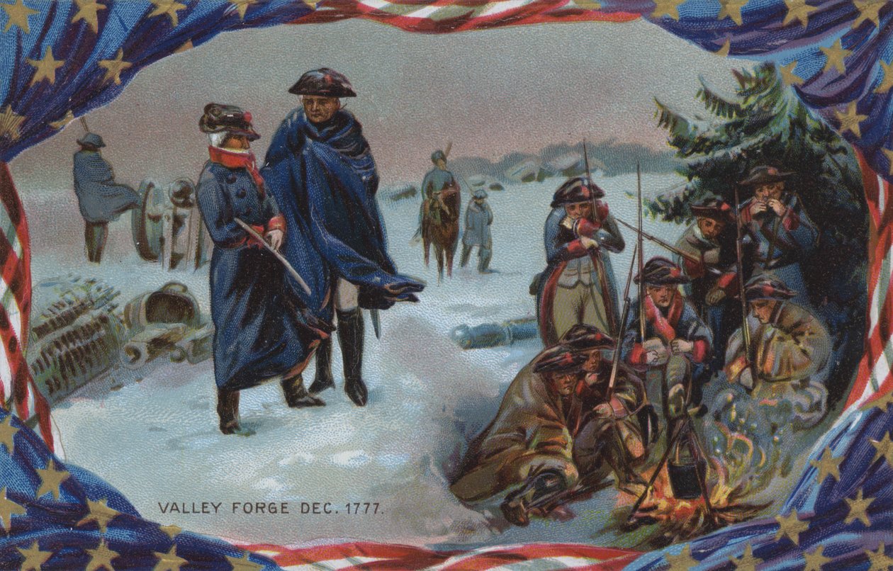 Memorial Day -kortti, Valley Forge, joulukuu 1777 (värilitografia) tekijältä American School