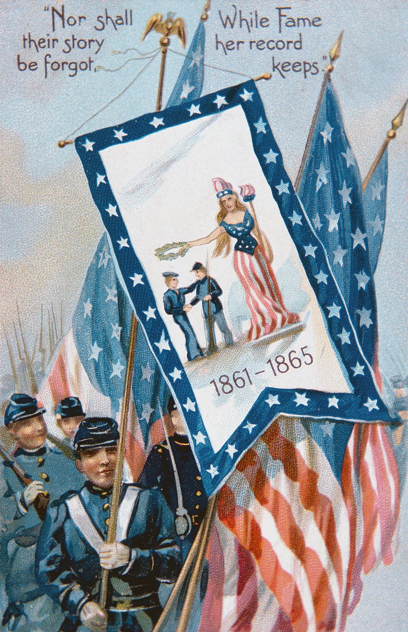 Memorial Day -postikortti, n. 1900 (värilitho) tekijältä American School